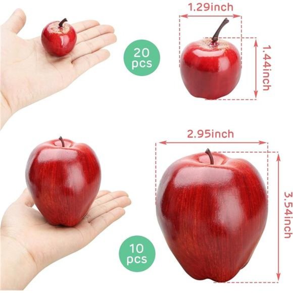 30pcs Artificial Apples Fake Fruits Red Apples Dark Red Apple Lifelike Decor - Picture 6 of 6